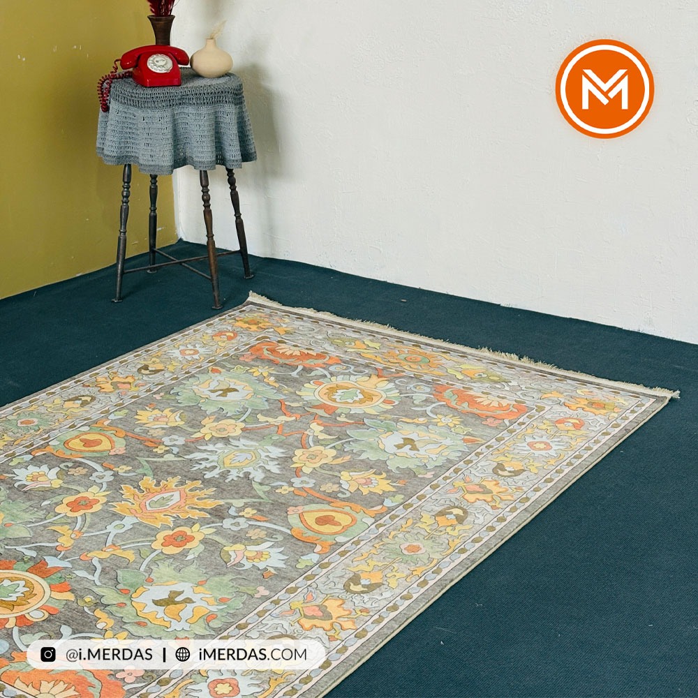 فرش کهنه نما کد 22220 زمینه تمام رنگ